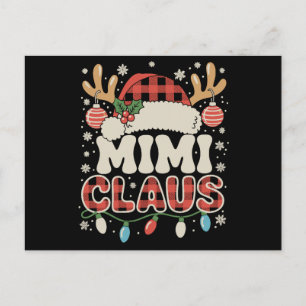 Mimi Claus Rode Buffalo Plaid Kerstverlichting Ker Feestdagenkaart