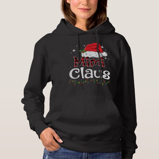 Mimi Claus Santa Hat Red Pset Buffalo Kerstmis Hoodie (Voorkant)