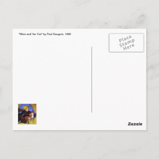 Mimi en haar kat door Paul Gauguin Briefkaart (Achterkant)
