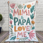 Mimi en Papa houden van me - Floral Fleece Deken