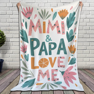 Mimi en Papa houden van me - Floral Fleece Deken