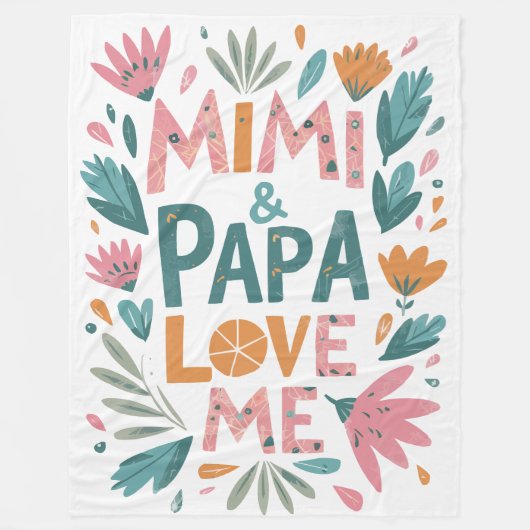 Mimi en Papa houden van me - Floral Fleece Deken (Voorkant)
