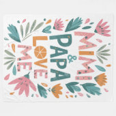 Mimi en Papa houden van me - Floral Fleece Deken (Voorkant (Horizontaal))