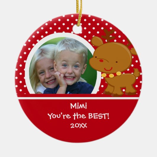 Mimi Foto Rendier Kerst Ornament (Voorkant)