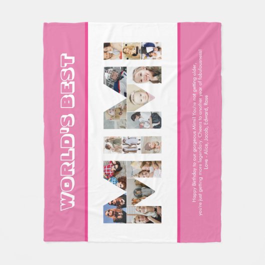 Mimi fotocollage brief uitsnede oma verjaardag fleece deken (Voorkant)