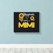 Mimi Gift | Geluk is een MiMi-zonnebloem Canvas Afdruk (Insitu (Houten vloer))