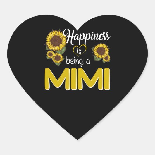 Mimi Gift | Geluk is een MiMi-zonnebloem Hart Sticker (Voorkant)