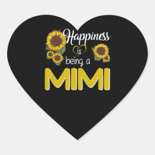 Mimi Gift   Geluk is een MiMi-zonnebloem Hart Sticker