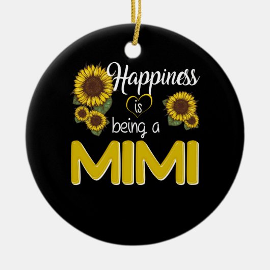 Mimi Gift | Geluk is een MiMi-zonnebloem Keramisch Ornament (Voorkant)