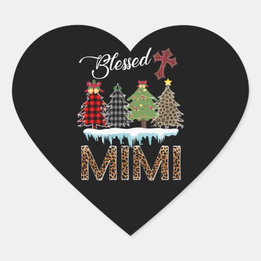 Mimi Gift | Gezegende Mimi-kerstboom Mimi Lover Hart Sticker (Voorkant)