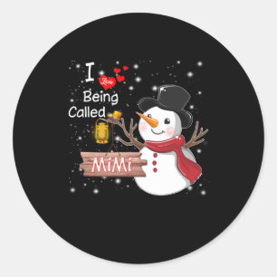 Mimi Gift Ik vind het heerlijk om Mimi Sneeuwman Ronde Sticker