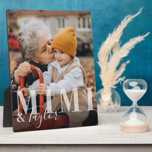 Mimi & Grandchild Script Naam Foto Bewaaradres Fotoplaat (Zijkant)