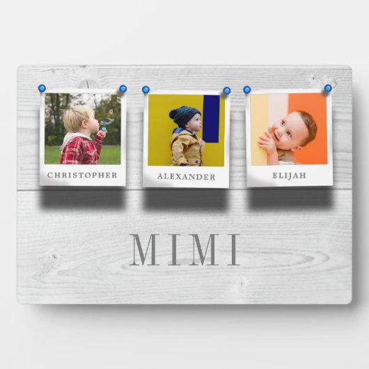 Mimi Grandchildren Names 3 Photo Collage Wood Fotoplaat (voorkant)