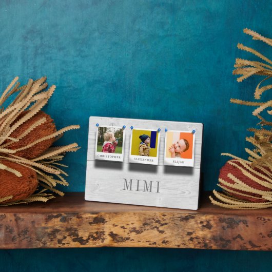 Mimi Grandchildren Names 3 Photo Collage Wood Fotoplaat (Zijkant)