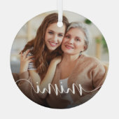 Mimi Grandma Script Overlay Glas Ornament (Achterkant)