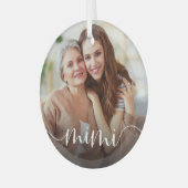 Mimi Grandma Script Overlay Glas Ornament (Voorkant links)