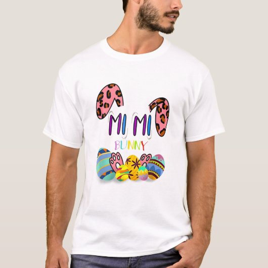 Mimi Leopard Bunny Rabbit Happy Paasdag T-shirt (Voorkant)