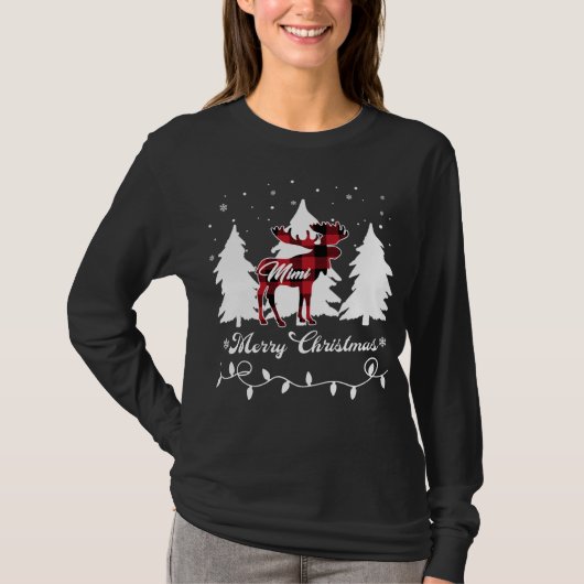 Mimi Moose Buffalo Red Plaid Christmas Matching Fa T-shirt (Voorkant)