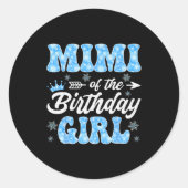 Mimi Of The Birthday Girl Snowflakes Winter Christ Ronde Sticker (Voorkant)