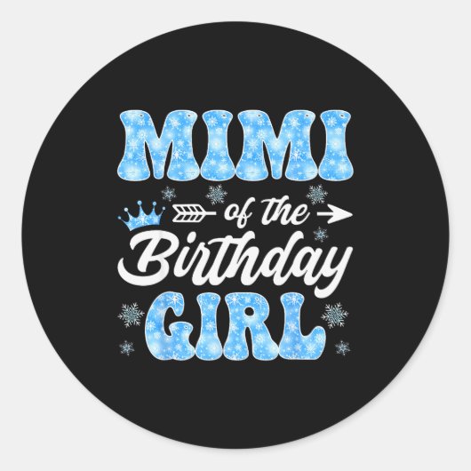Mimi Of The Birthday Girl Snowflakes Winter Christ Ronde Sticker (Voorkant)