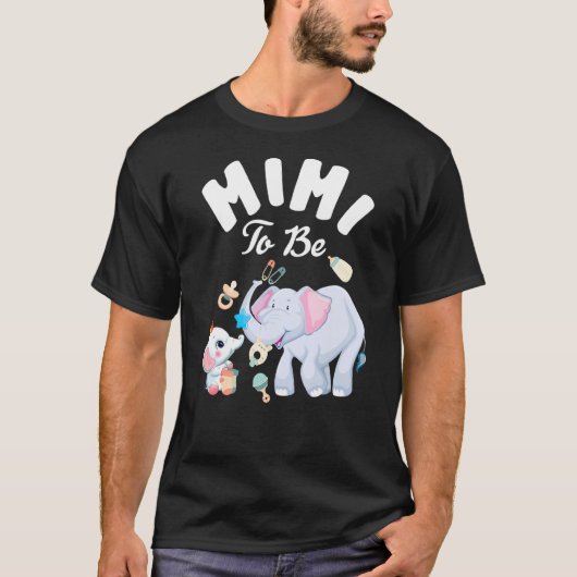Mimi om Baby shower-Moederdag met olifanten te zij T-shirt (Voorkant)
