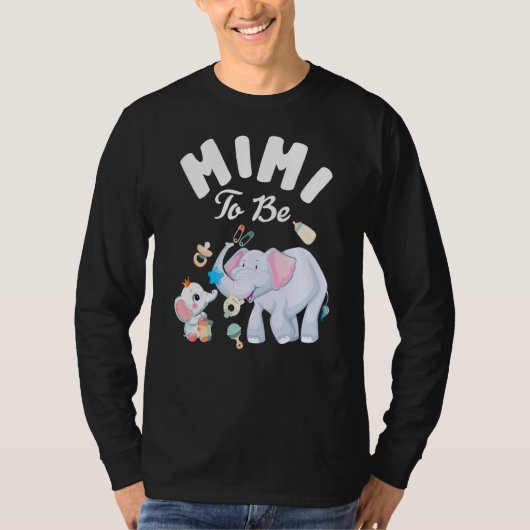 Mimi om Baby shower-Moederdag met olifanten te zij T-shirt (Voorkant)
