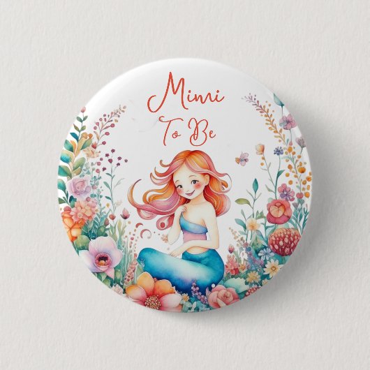 Mimi om zeemeermin Baby shower Ronde Button 5,7 Cm (Voorkant)
