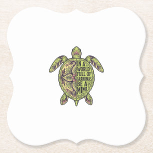 Mimi oma zeeschildpad vintage bloem shirt ontwerp kartonnen onderzetters