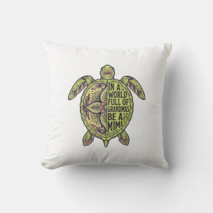 Mimi oma zeeschildpad vintage bloem shirt ontwerp kussen