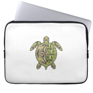 Mimi oma zeeschildpad vintage bloem shirt ontwerp laptop sleeve