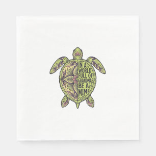 Mimi oma zeeschildpad vintage bloem shirt ontwerp servet