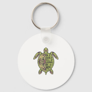 Mimi oma zeeschildpad vintage bloemen shirt ontwer sleutelhanger