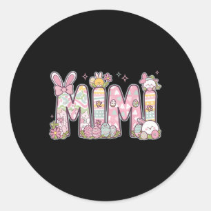 Mimi Pasen Coquette Boog Happy Paashaas Konijn Ronde Sticker