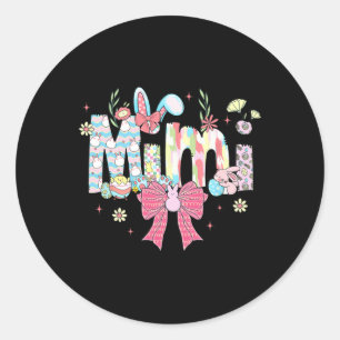 Mimi Pasen Coquette Boog Happy Paashaas Konijn Ronde Sticker