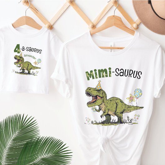 Mimi-saurus Dinosaur Thema Leuk Kinderverjaardagsf T-shirt