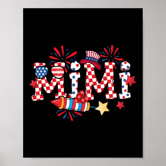 Mimi Sungles Usa Flag Fireworks Patriotic 4th Of J Poster (Voorkant)