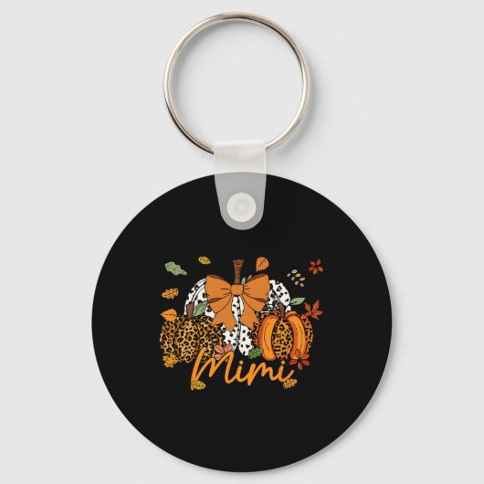 Mimi Thanksgiving Leopard Pompoen Coquette Boog Ma Sleutelhanger (Voorkant)