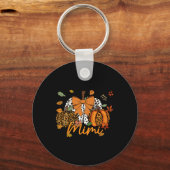 Mimi Thanksgiving Leopard Pompoen Coquette Boog Ma Sleutelhanger (Voorkant)