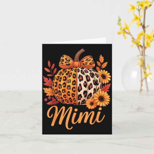 Mimi Thanksgiving Leopard Pumpkin Sunflower Coquet Kaart (Gele Bloem)