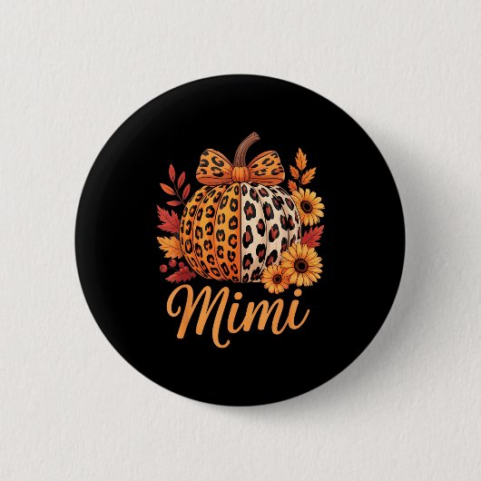 Mimi Thanksgiving Leopard Pumpkin Sunflower Coquet Ronde Button 5,7 Cm (Voorkant)