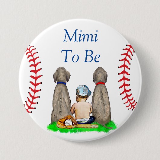 Mimi to Be | Baseball Theme Boy's Baby shower Ronde Button 7,6 Cm (Voorkant)