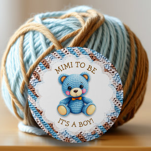 Mimi To Be   Gehaakte teddybeer baby shower Ronde Button 5,7 Cm