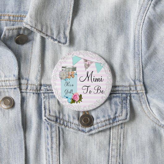 Mimi tot Blue Mason Jar Rustic Button (In situ)