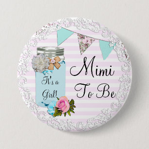 Mimi tot Blue Mason Jar Rustic Button