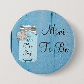 Mimi tot Blue Mason Jar Rustic Shabby Button (Voorkant)