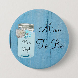 Mimi tot Blue Mason Jar Rustic Shabby Button