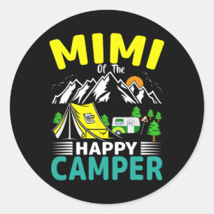 Mimi van de camper oma 1e verjaardag familiecamper ronde sticker