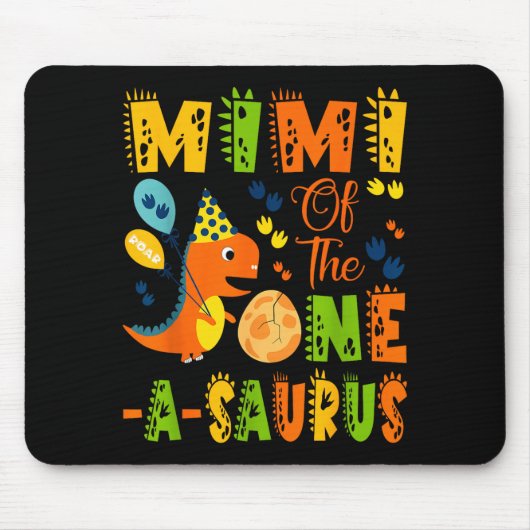 Mimi van de one-a-saurus 1e verjaardag dinosaurus muismat (Voorkant)