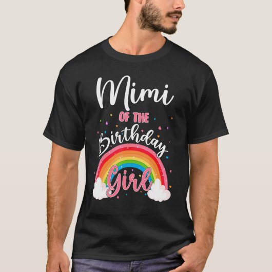 Mimi van de verjaardag meisje regenboog thema fami t-shirt (Voorkant)