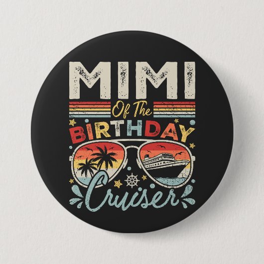 Mimi van de verjaardagscruiser vakantieronde ronde button 7,6 cm (Voorkant)